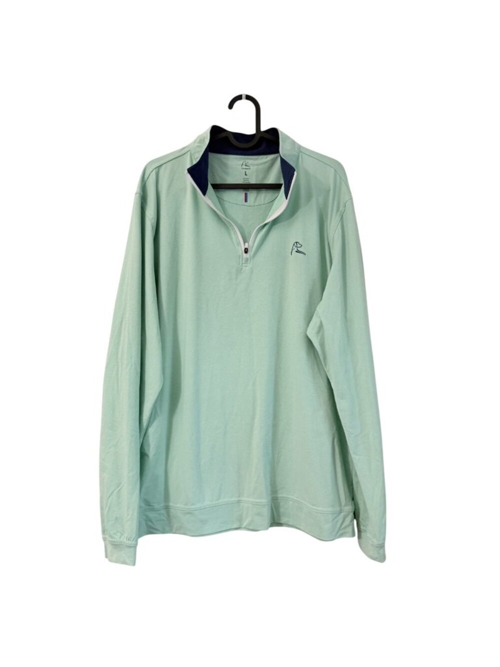 Rhoback Light Teal 1/4 Zip Pullover Sweater Mens Size Large